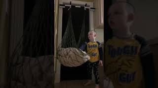 Pre bedtime CALM DOWN routine on sensory swing explained by 5 yr old with SPD ADHD SCD [upl. by Kolosick]