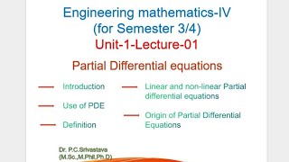 PARTIAL DIFFERENTIAL EQUATIONS  unit1lecture1  engineering mathematics IV aktu [upl. by Kire184]