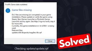 Fix fivem game data outdated dlc files are missing or corrupted in your game installation [upl. by Analart]