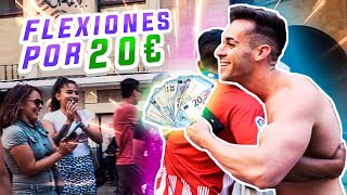 CULTURISTA DA 20€ EUROS A QUIEN LE GANE HACIENDO FLEXIONES RETO FITNESS [upl. by Ewold97]