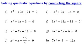 Completing the Square  Solving Quadratic Equations │Algebra [upl. by Inalej824]