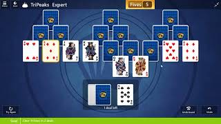 Microsoft Solitaire Collection  TriPeaks Expert  November 12th 2018 Clear 11 Fives in 2 deals [upl. by Foster903]