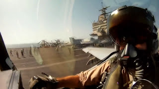 F18 Catapult Launch  Cockpit View  HD 1280x720 [upl. by Pucida]