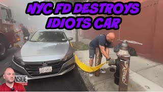 NYFD DESTROYS Illegally Fire Hydrant Parking IDIOT 33 Tickets 9200 [upl. by Kaufmann642]