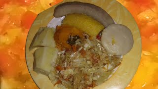 HOW TO MAKE STEAM CABBAGE AND SALTFISHJAMAICAN🇯🇲LIVING IN FRANCE🇫🇷 [upl. by Khalsa987]