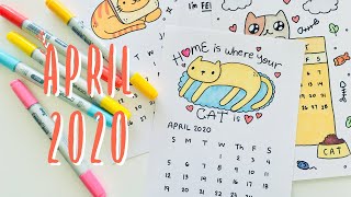 April 2020 Calendar CATlendar  Doodles by Sarah [upl. by Calesta825]