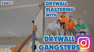 Pro Drywall Plastering with the Drywall Gangsters [upl. by Beauregard]