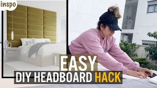 EASY DIY HEADBOARD TUTORIAL  How to make velvet headboard hack [upl. by Patsis696]