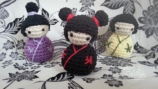 Tutorial Kokeshi Amigurumi English subtitles [upl. by Adlesirhc]