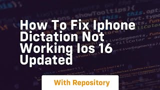 how to fix iphone dictation not working ios 16 updated [upl. by Alemrac]