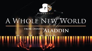 A Whole New World End Title Aladdin  Piano Karaoke  Sing Along Cover Lyrics [upl. by Strenta]