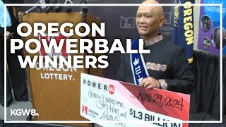 Oregon winners of 13B Powerball jackpot Husband wife and friend  Complete news conference [upl. by Jacquelin]