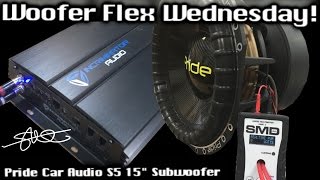 Crazy Russian Subwoofer Flex Pride Car Audio S5 15quot Subwoofer Powered by Incriminator Audio 201 [upl. by Burney620]