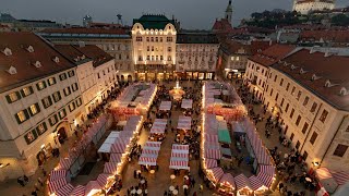 🇸🇰 BRATISLAVA CHRISTMAS MARKET FULL TOUR FOOD PRICES ATTRACTIONS [upl. by Esenahs]