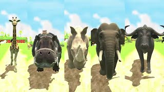 Heaviest Animals Speed Race  Giraffe Hippo Rhinoceros Buffalo Elephant [upl. by Elmajian]