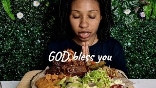 Ethiopian Food Mukbang Doro wat shiro Injera [upl. by Alhsa316]