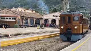 The Soller Train arriving at Soller Station on a cloudy morning in October 2023  Soller Mallorca [upl. by Cassil]