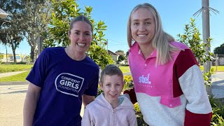 Laura Scherian and Tayla William surprise a special fan with Grand Final tickets [upl. by Anilatac421]