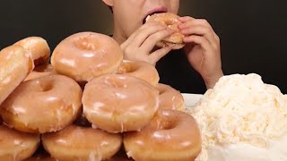 ASMR MUKBANG Krispy Kreme Doughnuts Original Glazed amp Whipped Cream [upl. by Kizzee]