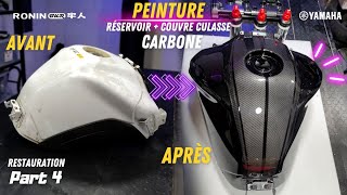 PEINTURE MOTO JE REPEINS LES PIÈCES DE MA BÉCANE ACCIDENTÉE EN FULL BLACK CARBONE 🏁 [upl. by Enilekaj817]