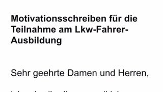 Как написать мотивационное письмо в Джобцентр на учебу водителем Фуры LKWFahrerAusbildung [upl. by Clovis505]