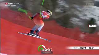 Priska Nufer crashes at Downhill Cortina dAmpezo with 110 kmh [upl. by Narag]