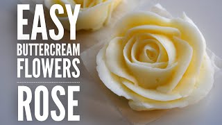 Easy Rose  Buttercream piping tutorial [upl. by Kerk]