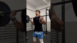 Squat clean 2x140kg  Tato Outor  workout treino academia trend [upl. by Odlanyer414]