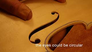 Violin sound hole cutting violin making knife cutting sound holes  carve the f holes ∙della effe [upl. by Anihsat45]