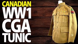 WW1 Canadian CEF 1st Brigade Garrison Artillery CGA 5 Button Khaki Tunic History Uniform Military [upl. by Maure]