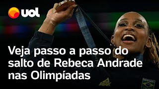 Rebeca Andrade explica passo a passo o salto que ajudou bronze inédito nas Olimpíadas 2024 [upl. by Ymmot830]