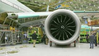 Boeing installed both GE9X engines on the first 777X flight test airplane [upl. by Joelie]