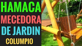 IDEAS HAMACA MECEDORA DE MADERA PARA JARDÍN CON MESA DE TRAGOS HERMOSO COLUMPIO PARA EL JARDÍN [upl. by Yenaled463]