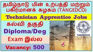 TANGEDCO Technician Apprentice Jobs Notification 2024 for 500 Posts  Online Form [upl. by Ahsiret218]