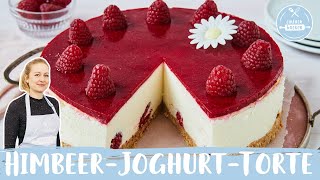 HimbeerJoghurtTorte ohne Backen  Sommertorte ☀️  NoBake HimbeerSahne Torte  Einfach Backen [upl. by Phaih]