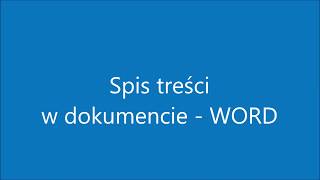 Spis treści numeracja stron  WORD [upl. by Aranat]