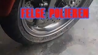 Motorrad Felge selber Polieren Alu Felgenbett auf Hochglanz mit Schleifpapier [upl. by Arracahs]