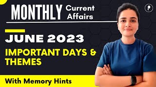 June 2023 Important Days amp Theme  Monthly Current Affairs 2023  With Mnemonics [upl. by Atinit]