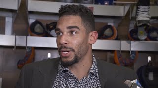 Evander Kane speaks after hat trick in win vs Kraken [upl. by Airual]