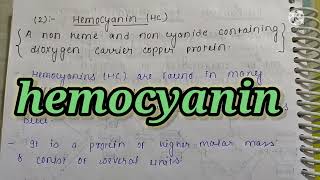 Hemocyanin I Bioinorganic chemistry  Easy hand made notes MSc chemistry notes [upl. by Leibrag587]