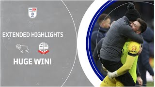 HUGE RESULT  Derby County v Bolton Wanderers extended highlights [upl. by Ellehcem]