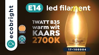 Led filament E14 kaarslamp warm wit 1W B35  17100004 [upl. by Heber]