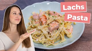 LACHS PASTA mit Sahne Soße schnelles ONE POT Rezept Lachsnudeln 🐟 [upl. by Anile528]