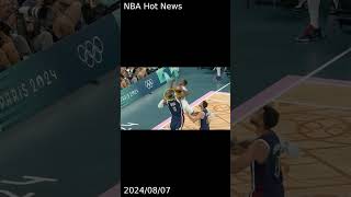 LeBron James gets cut above eye by elbow during Team USA’s win over Brazil [upl. by Htebizile]