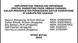 Implementasi Teknologi Informasi Digital Marketing Sayur Hidroponik [upl. by Oiramd686]