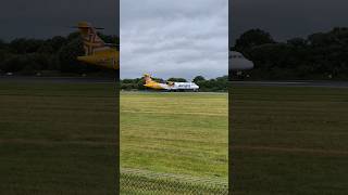 Aurigny ATR72 BouncyTippy Landing 🛬 Manchester Airport UK 🇬🇧 guernsey atr72 landing [upl. by Akessej]