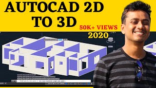 AutoCAD House Design 3D Part 2 AutoCAD 2D to 3D conversion 2021 [upl. by Domineca847]