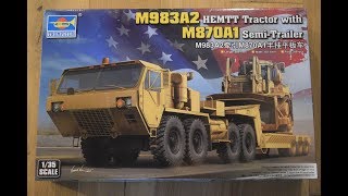 135 Trumpter HEMTT M983A2 w Semi Trailer M870A1 Unboxing 01055 [upl. by Nnaasil573]