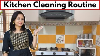 Kitchen Cleaning Routine  Kitchen Cleaning Tips amp Hacks  Time Saving Kitchen Cleaning  UrbanRasoi [upl. by Hardunn933]