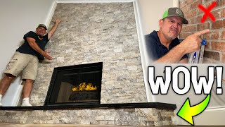 DIY FIREPLACE TRANSFORMATION with a CUSTOM HEARTH [upl. by Aticnemrac]